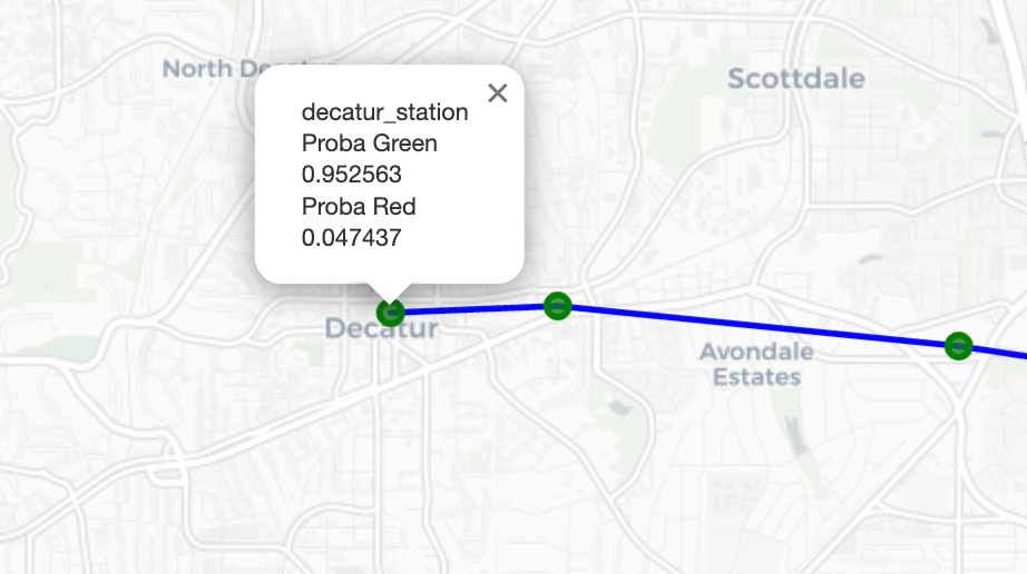 Tooltip showing probability and station name